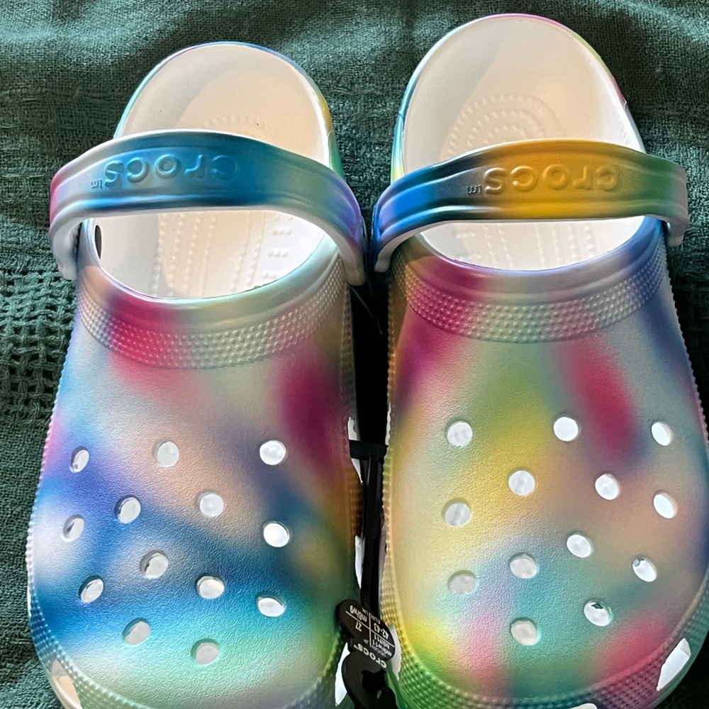 CROCS Blue and Yellow Mules & Clogs with Perforated Design Size 9 for Men